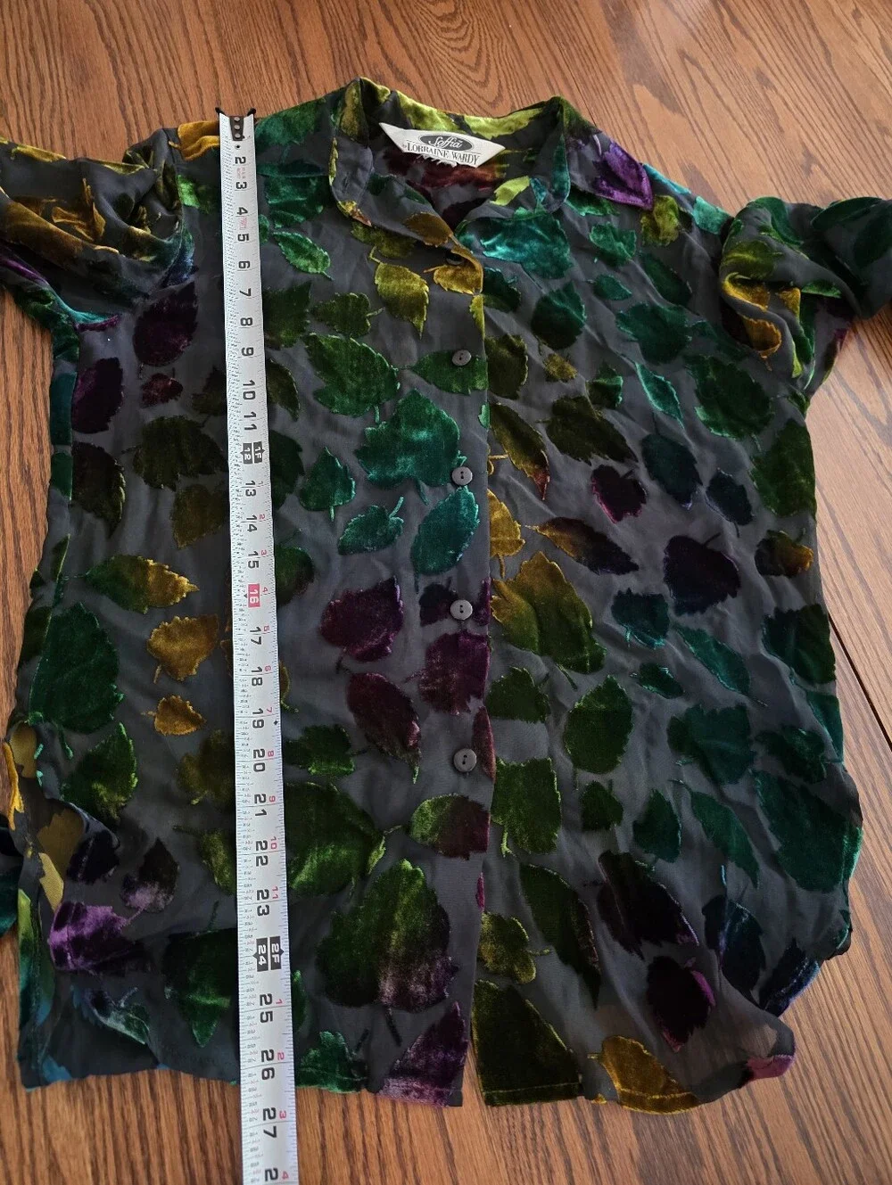 Vintage Burnout Velvet Blouse Tank Set Sheer Jewel Tone Leaves Whimsigoth Large